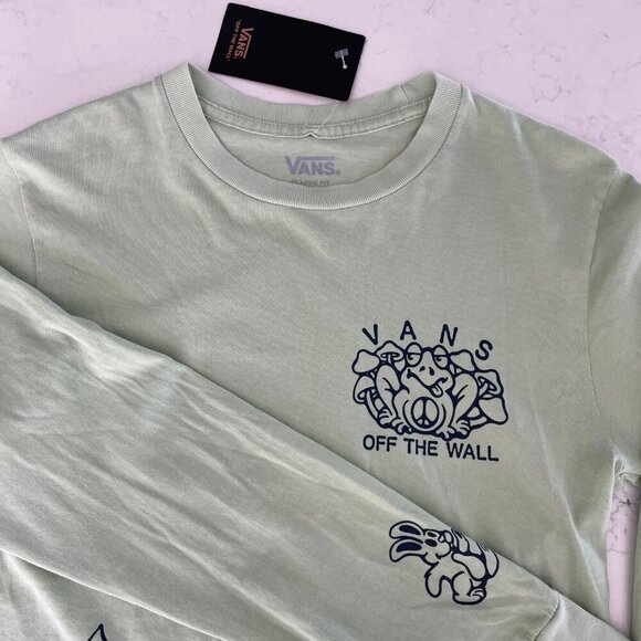 Vans Vintage Peace of Mind Classic Fit LS Cotton T Shirt Celadon Green Sz XS - Picture 4 of 13